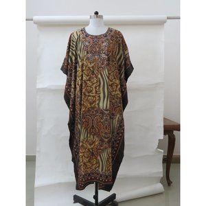 Gypsie Blu Casual Brown Kaftan Dress Bohemian Maxi